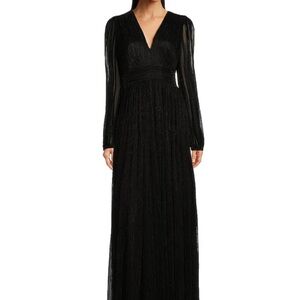Alex Marie Black Long Sleeve V-Neck Maxi Dress